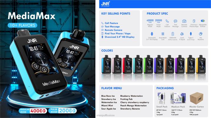 JNR Vape Prix menthe de Miami | JNR MediaMax 40 000 bouffées 8F0J19